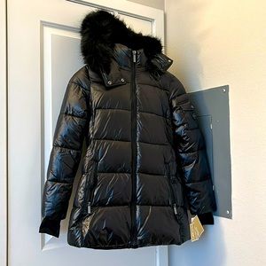 Michael Michael Kors Women's Lightweight Jacket With Detach Fur (Small, Black)